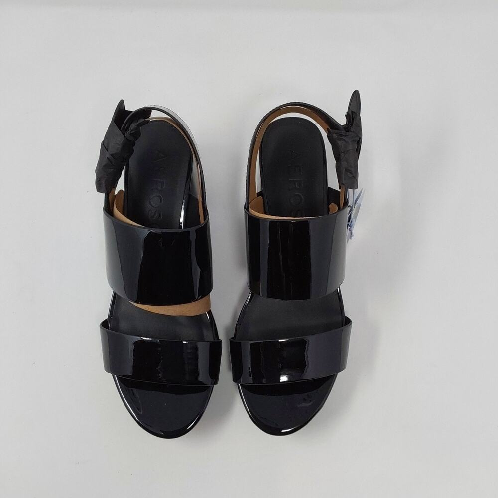 Aerosoles Camilia Black Patent Platform Sandals Women's 8M Block Heel NIB - Picture 4 of 7